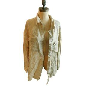 Soft Surroundings Size 2X Linen Plus Size Button Down Long Sleeve Top